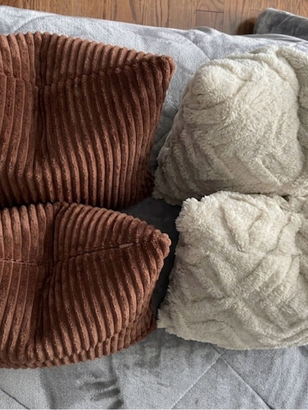 Plush Textured Throw Pillow Covers- Chestnut Brown and Cream